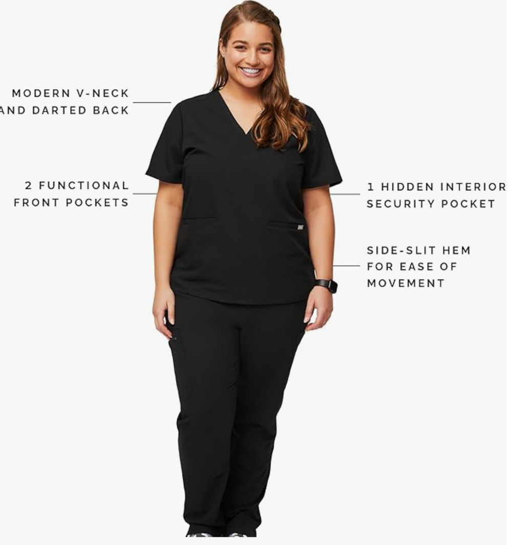Figs Women's Casma Three Pocket Scrub Top Black 3xl
